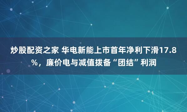 炒股配资之家 华电新能上市首年净利下滑17.8%，廉价电与减值拨备“团结”利润
